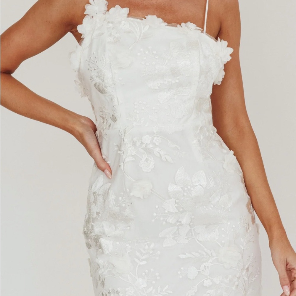 White Floral Embroidered Dress - Selfie Leslie - Perfect Going-Away Bridal Mini